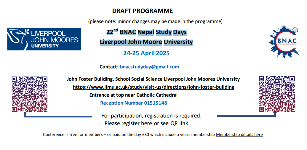 BNAC Nepal Study Days Conference Programme 2025 DRAFT 4 April 2025